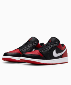 Alternative view of Air Jordan 1 Low Alternate Bred Toe Black Gym Red Sneakers